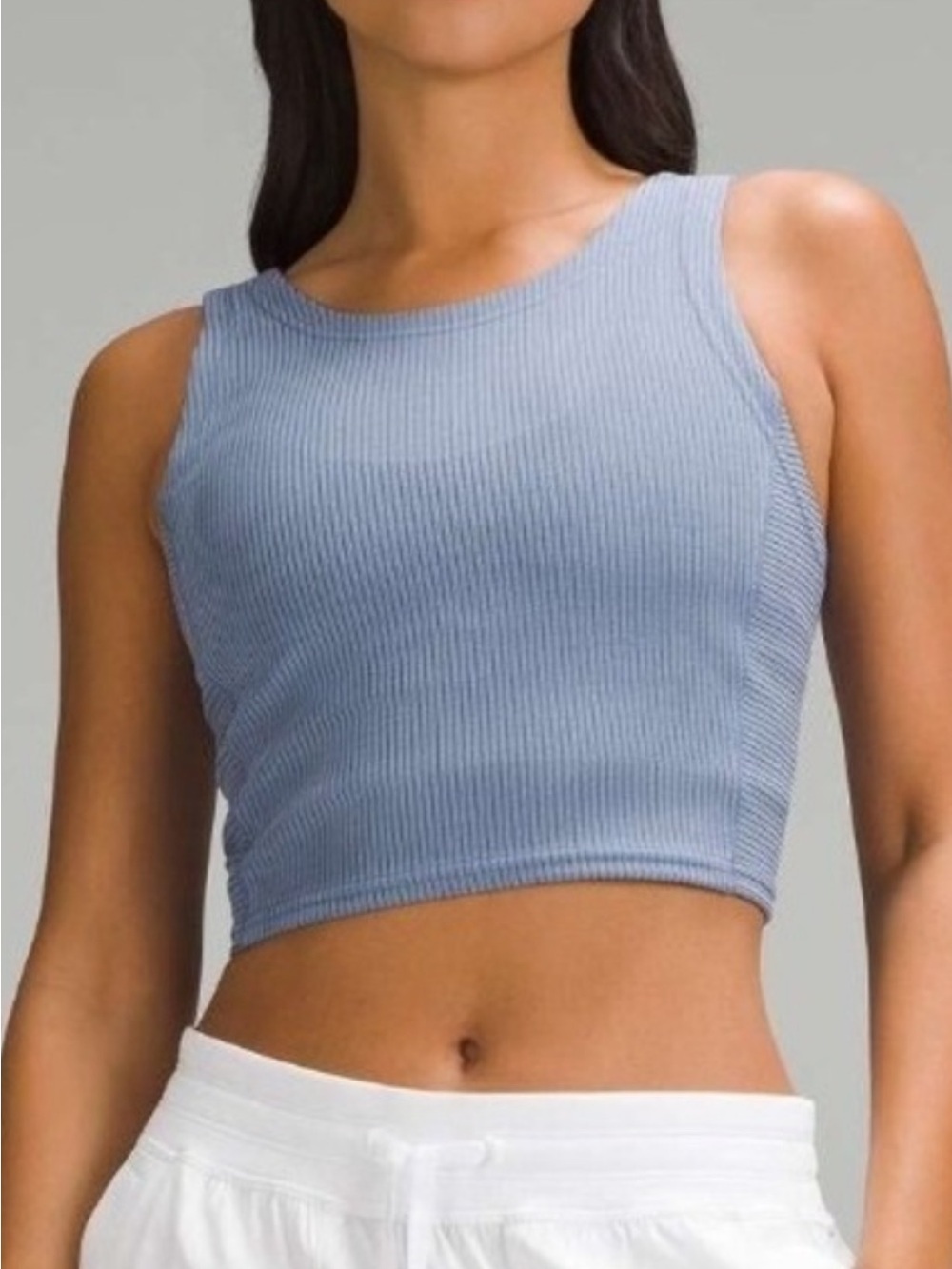 Lululemon - Women's Ribbed Softstreme Cropped Tank Top. Oasis Blue.  Size 4
